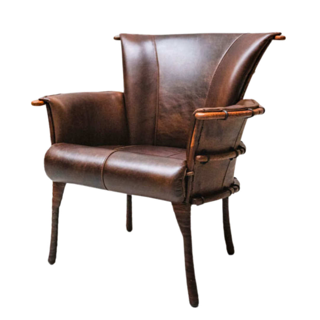 Chocolate Leather Navajo Chair